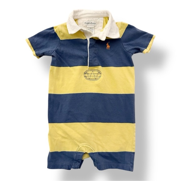 Ralph Lauren | Striped Cotton Rugby Shortall (9 mos) 🏉 - Picture 1 of 5